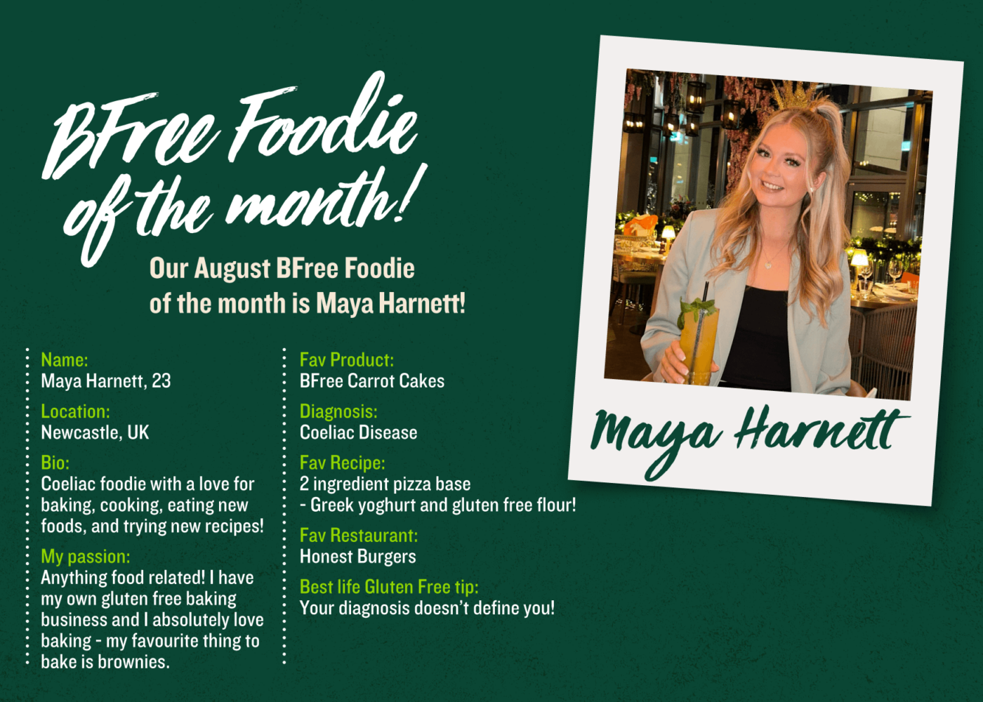 August BFree Foodie Maya